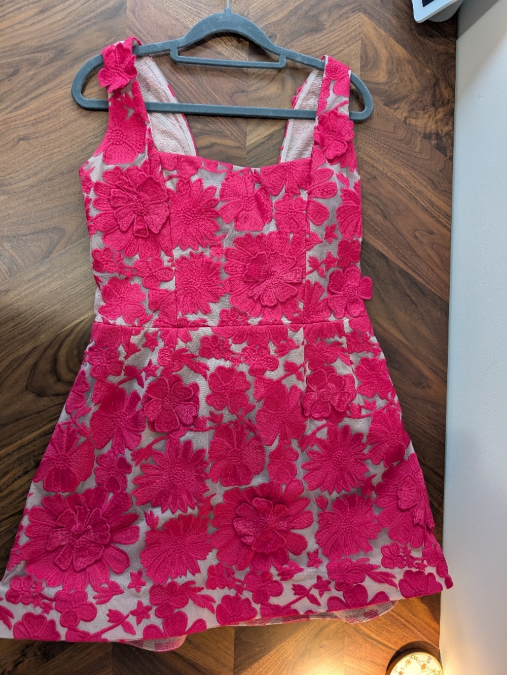 Anthropologie Pink Floral Appliqué Mini Dress - Picture 8 of 13